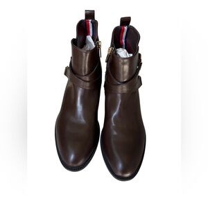 Tommy Hilfiger Twrant Brown Faux Leather Booties